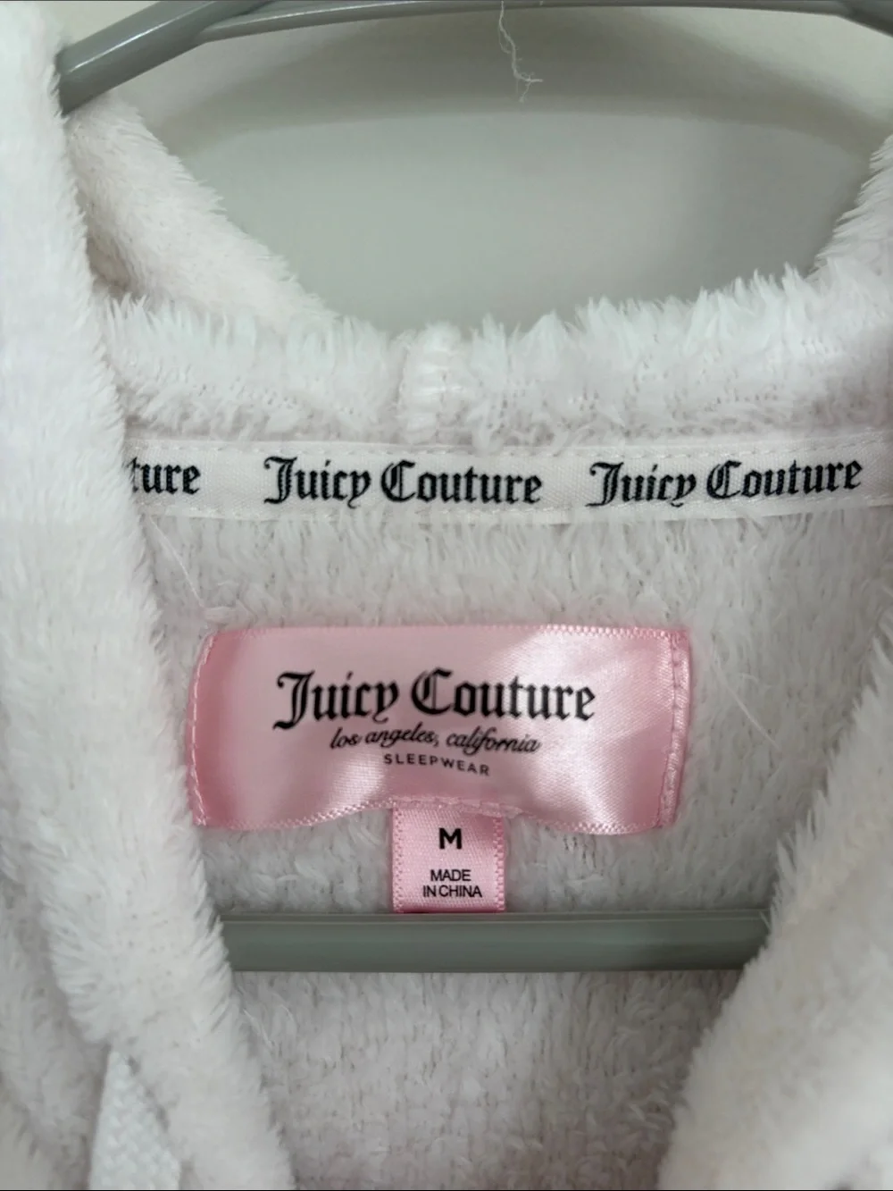 Juicy Couture Plush Light Pink Hoodie with Gold Logo